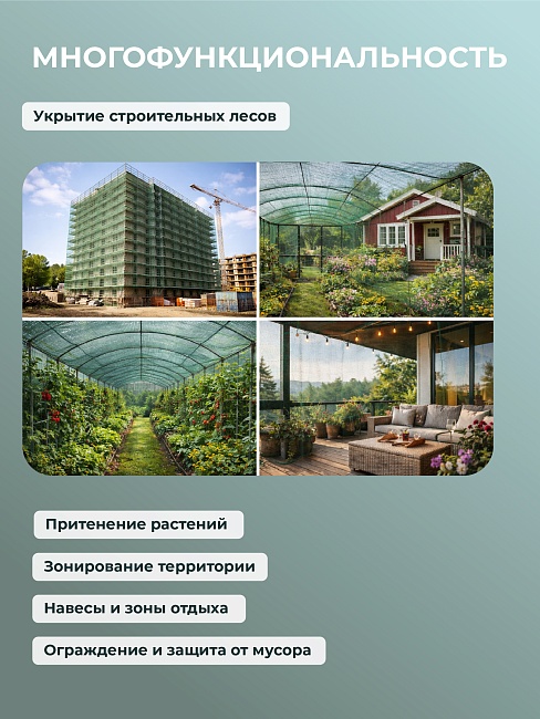 Сетка фасадная затеняющая Промышленник зеленая 30-35% 3х20 м фото 8