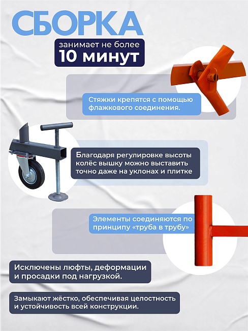 Вышка-тура TeaM ВСП 1.6х2.0, 6.4 м фото 5