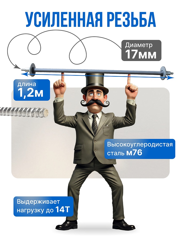 Винт стяжной для опалубки Промышленник холоднокатаный 1,2 м фото 3