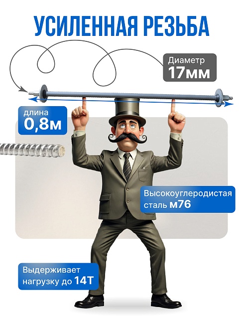 Винт стяжной для опалубки Промышленник холоднокатаный 0,8 м упаковка 10 шт. фото 3